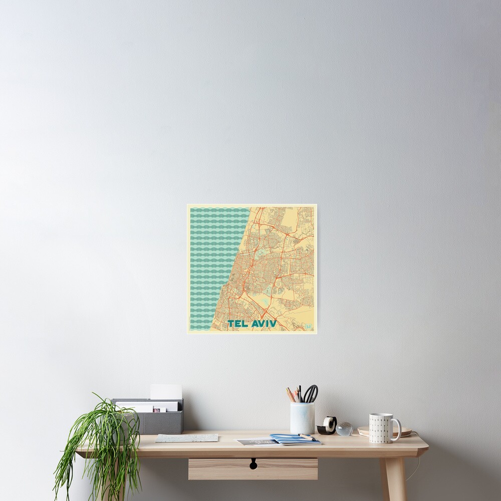 Tel Aviv Map Retro Poster