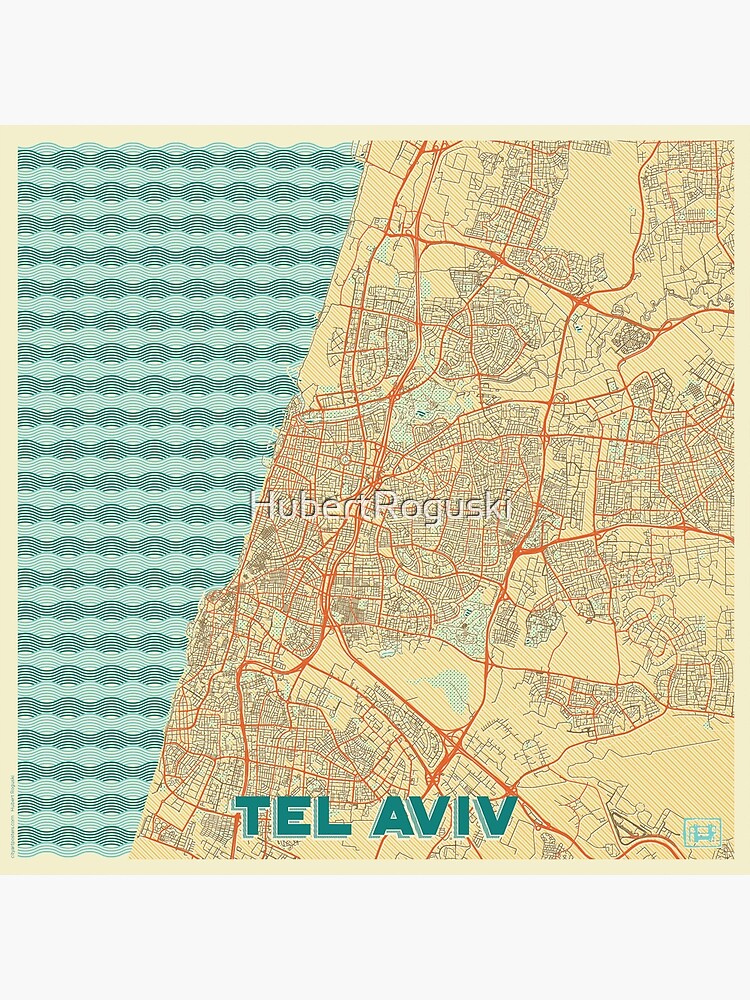 Thumbnail 3 of 3, Poster, Tel Aviv Map Retro designed and sold by HubertRoguski.