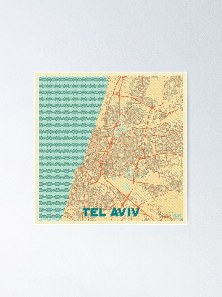 Thumbnail 2 of 3, Poster, Tel Aviv Map Retro designed and sold by HubertRoguski.