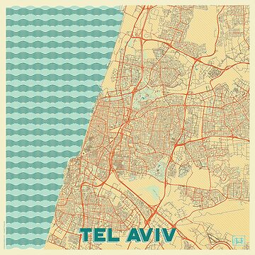 Artwork thumbnail, Tel Aviv Map Retro by HubertRoguski
