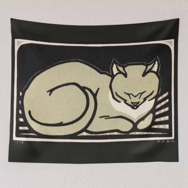 Item preview, Sleeping Cat by Julie de Graag (1877-1924). designed and sold by UnicornFlamingo.