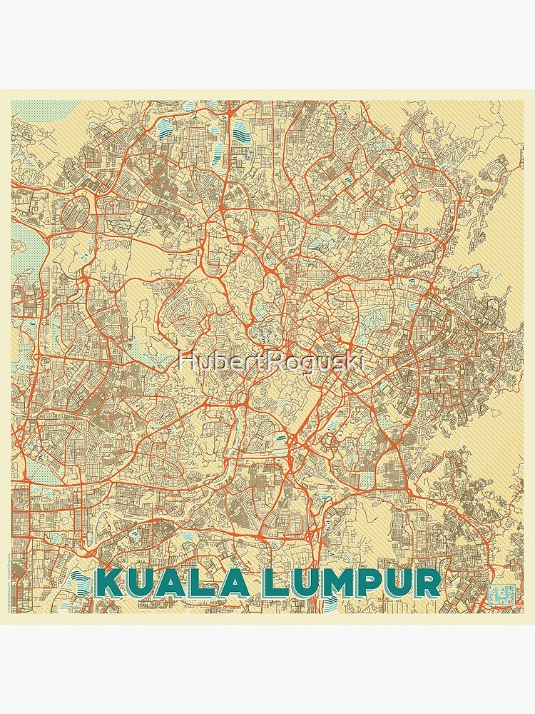 Kuala Lumpur Map Retro by HubertRoguski