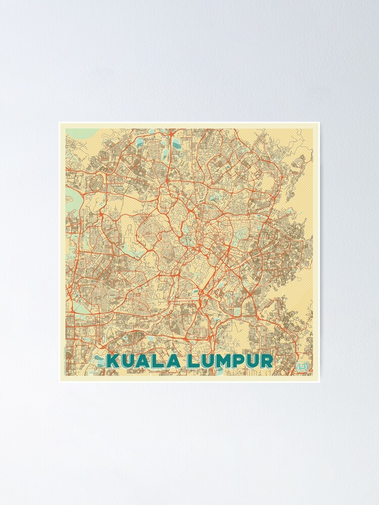 Alternate view of Kuala Lumpur Map Retro Poster