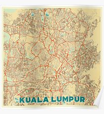 Kuala Lumpur Map Retro Poster