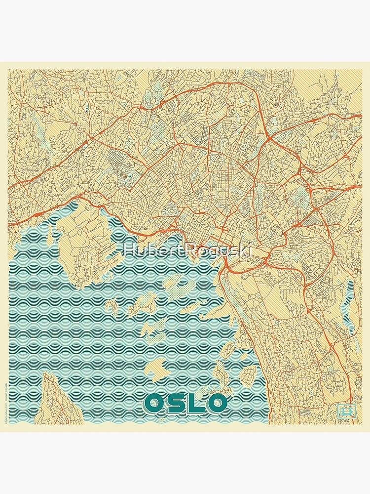 Oslo Map Retro by HubertRoguski