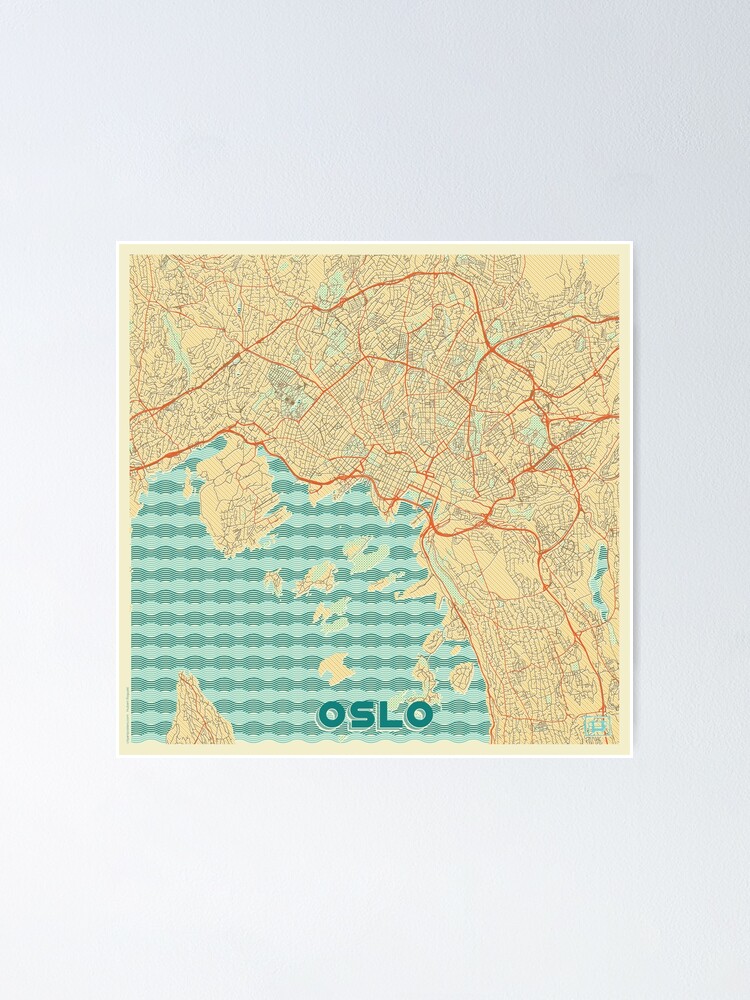 Alternate view of Oslo Map Retro Poster