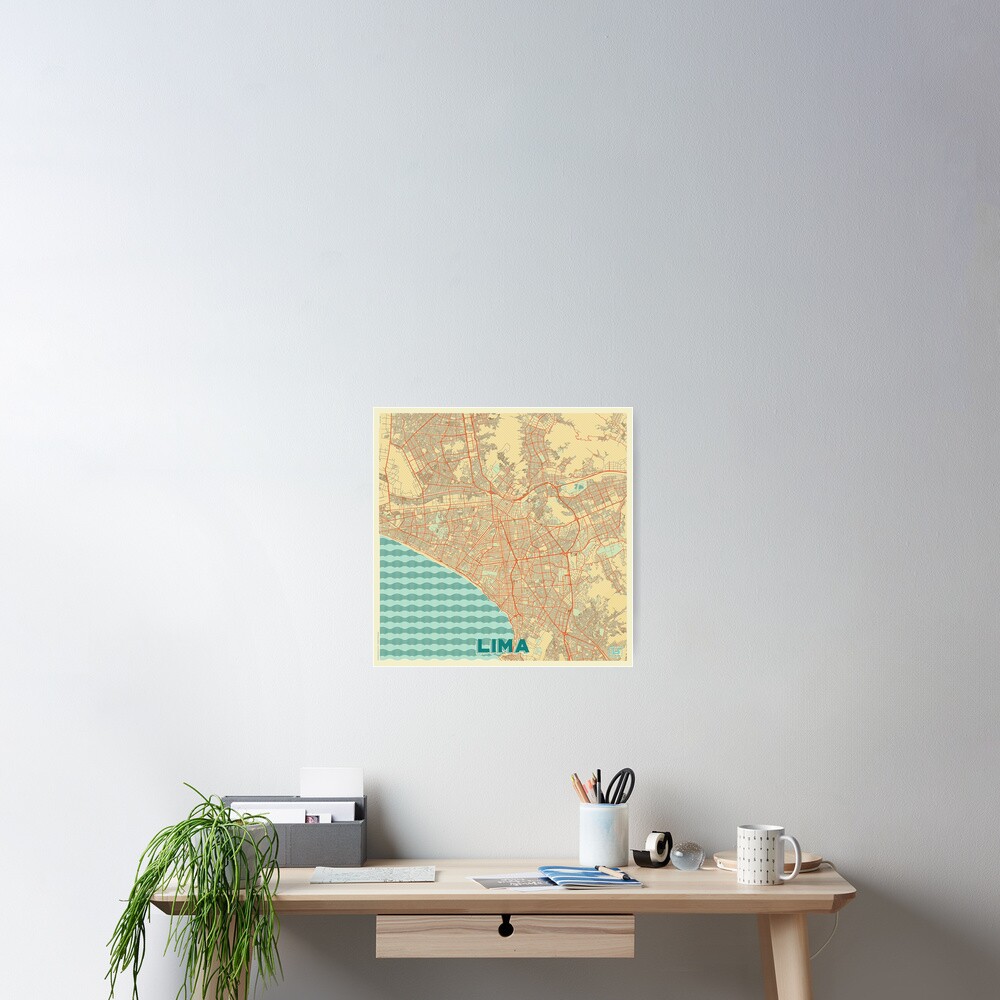 Lima Map Retro Poster