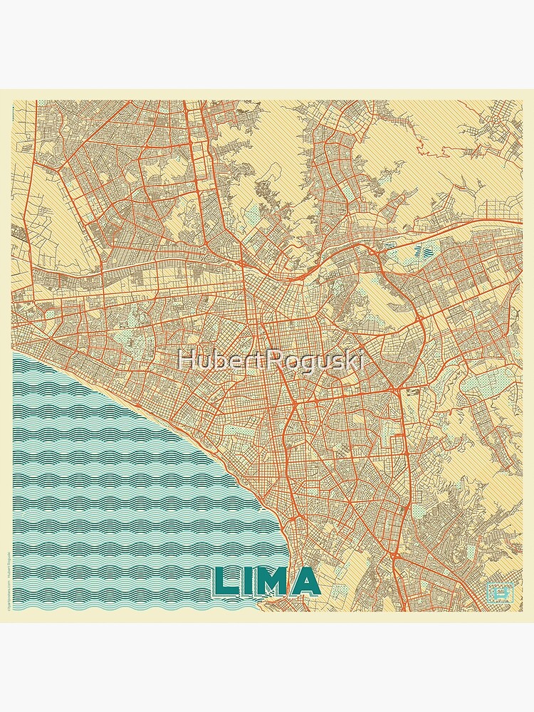 Lima Map Retro by HubertRoguski
