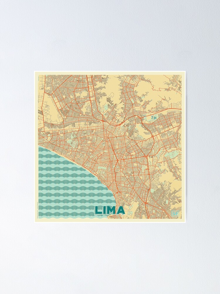 Alternate view of Lima Map Retro Poster