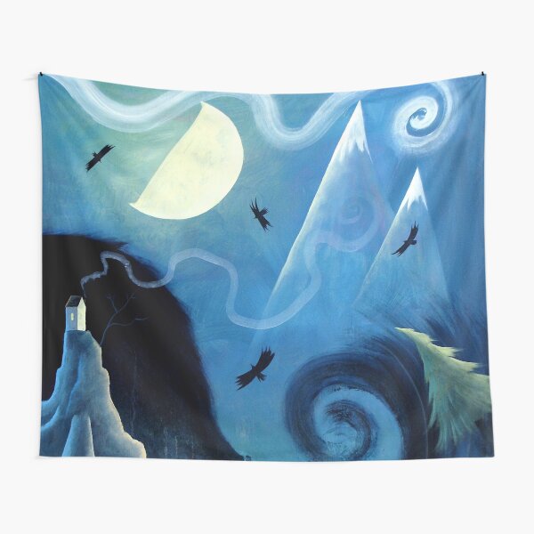Ravens by the Ocean Tapestry