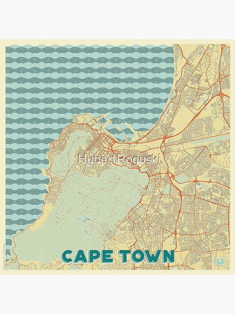 Thumbnail 3 of 3, Poster, Cape Town Map Retro designed and sold by HubertRoguski.