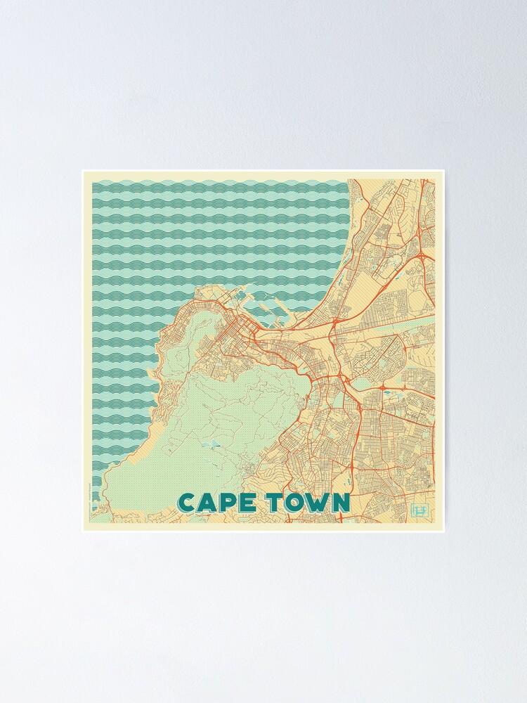 Thumbnail 2 of 3, Poster, Cape Town Map Retro designed and sold by HubertRoguski.