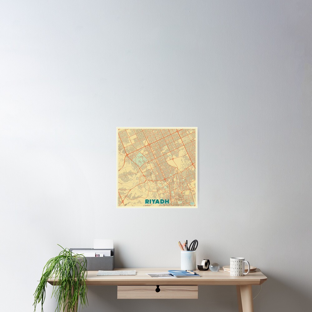 Riyadh Map Retro Poster