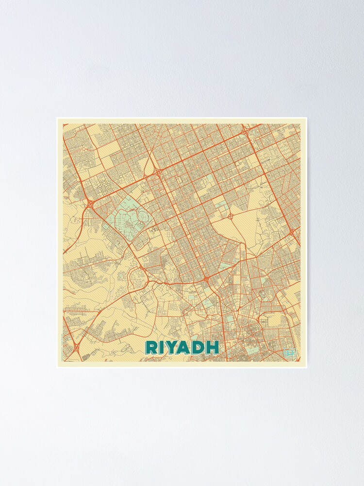 Alternate view of Riyadh Map Retro Poster