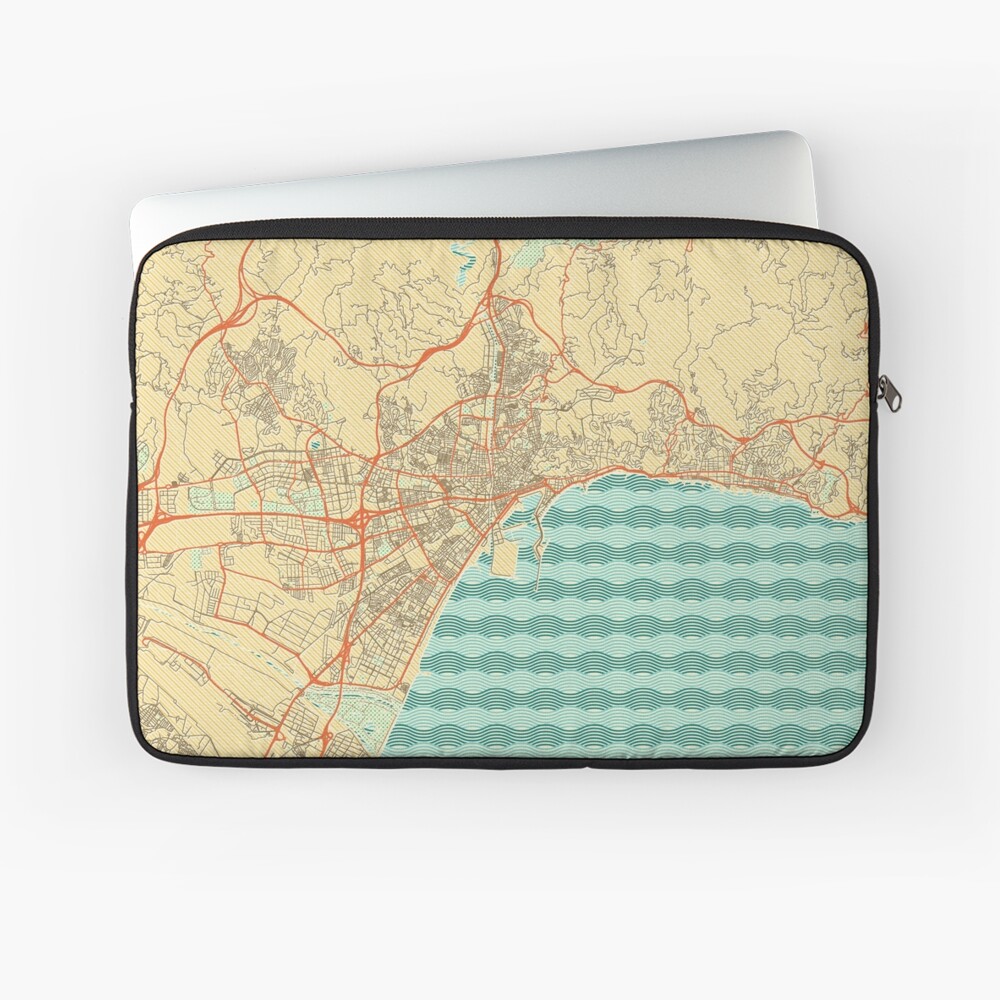 Malaga Map Retro Laptop Sleeve