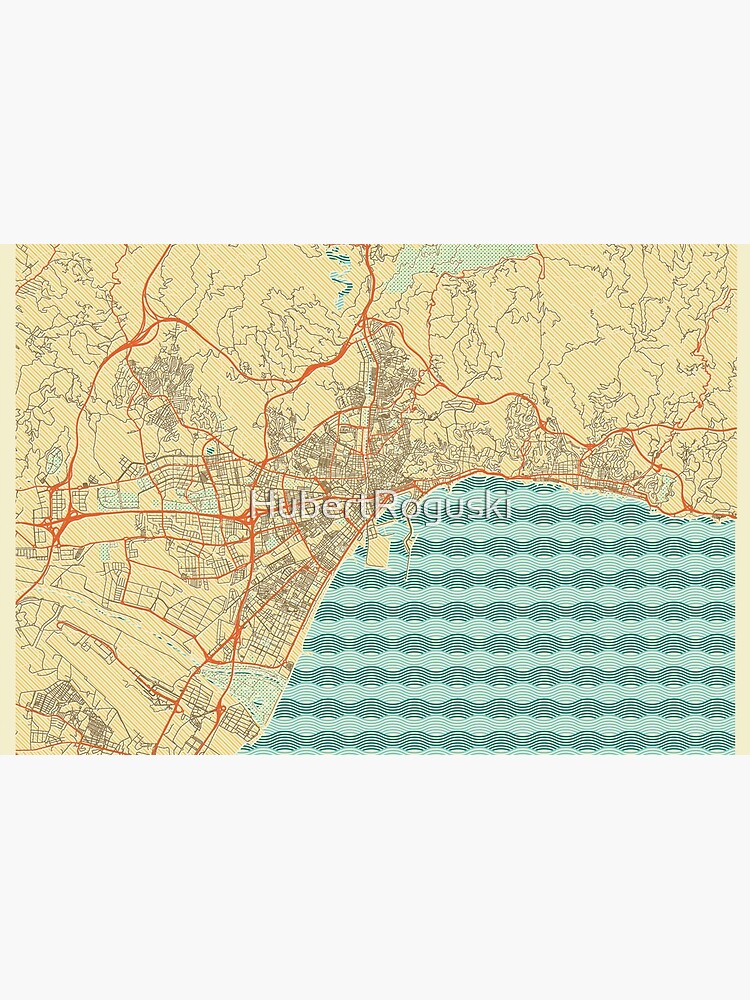 Malaga Map Retro by HubertRoguski