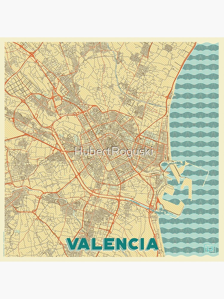 Valencia Map Retro by HubertRoguski