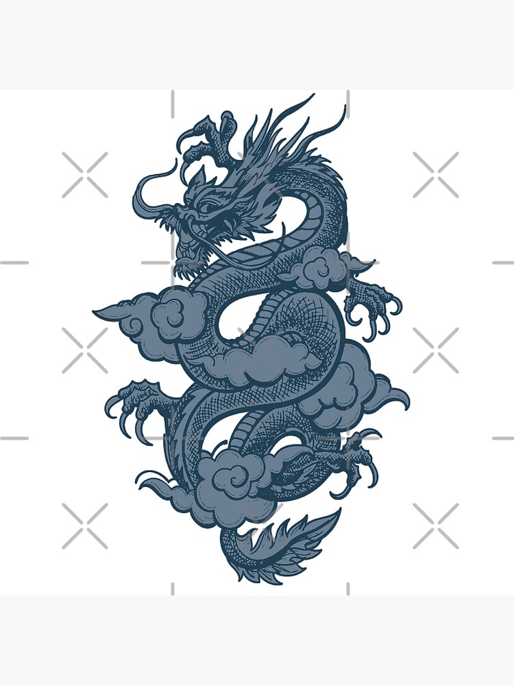 Chinese Dragon Blue Grey