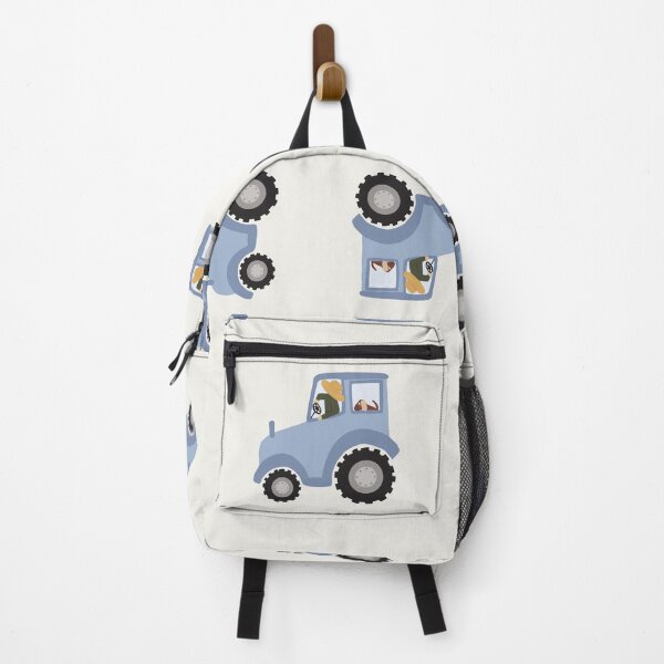 Item preview, Cute blue tractors with farmer and dog designed and sold by Ashleigh Fish.