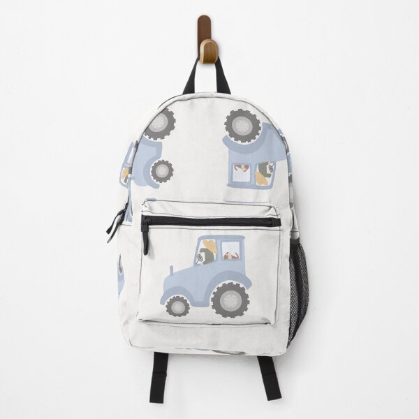 Item preview, Cute boho blue tractors with farmer and dog designed and sold by Ashleigh Fish.