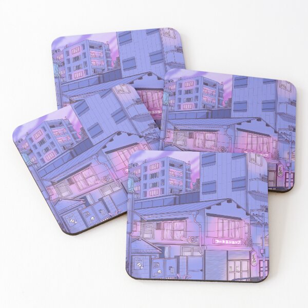 Item preview, Japanese Skyline but in blue designed and sold by Cool Cat With Hat  Art.