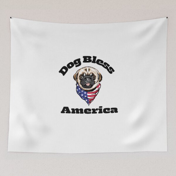 Item preview, Dog Bless America. Flag Usa. Pug Bless America. I love pugs and america designed and sold by Doggymadness.
