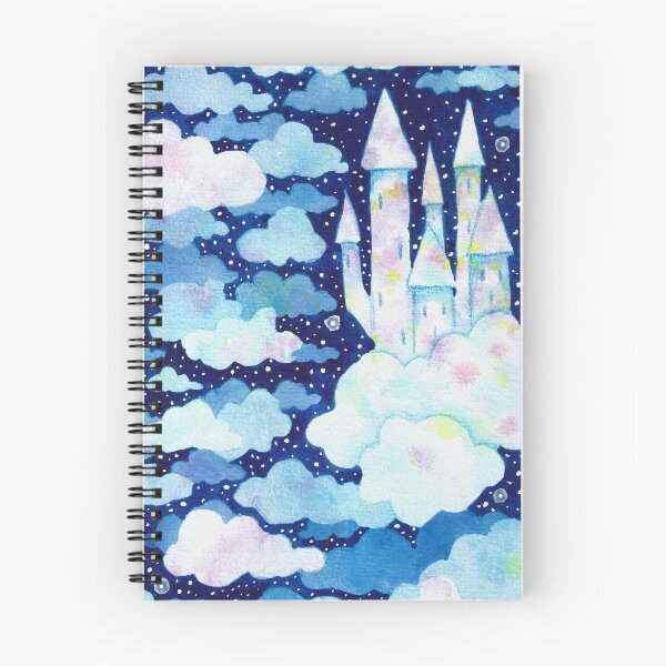 Item preview, Fairytale castle in the sky - watercolor illustration designed and sold by Carrot Faery Art.