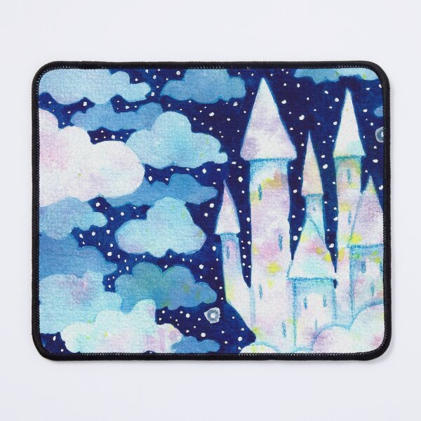 Item preview, Fairytale castle in the sky - watercolor illustration designed and sold by Carrot Faery Art.