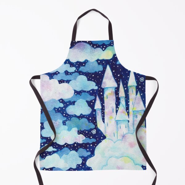 Item preview, Fairytale castle in the sky - watercolor illustration designed and sold by Carrot Faery Art.