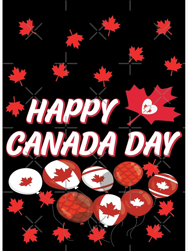 Happy Canada Day Maple Leaf Pattern Red White Striped Balloons Poster For Sale By