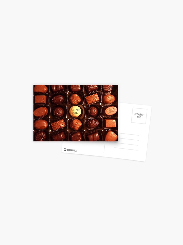 Carte Postale Boite De Chocolat De Joyeux Anniversaire Par Taiche Redbubble