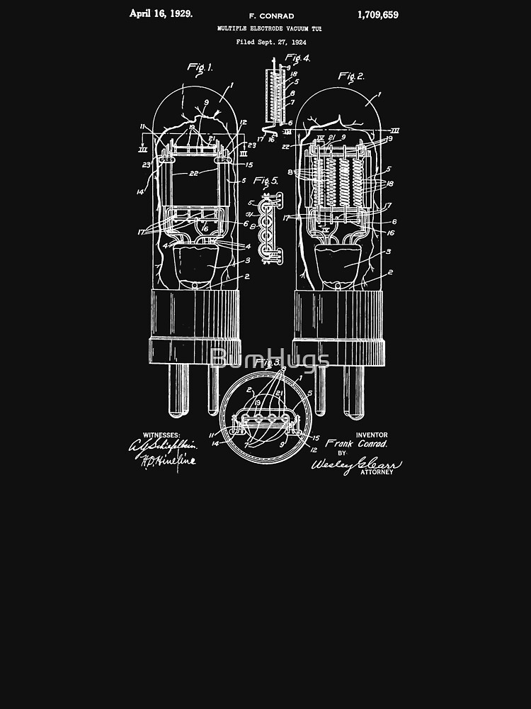 "Vacuum Tube Patent 1924" Tshirt for Sale by BumHugs Redbubble