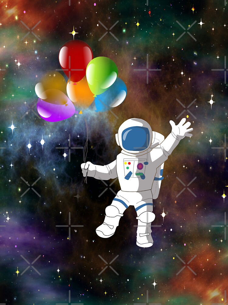 astronaut with balloons t shirt