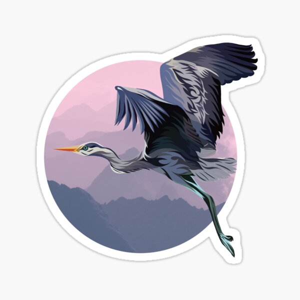 Soaring Crane - Cool Pink Sticker