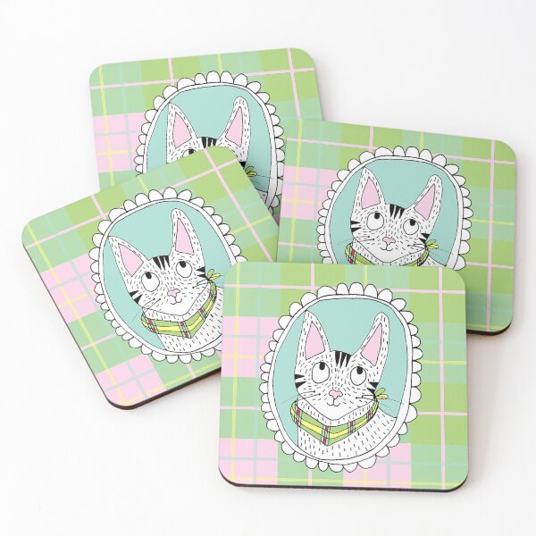 Item preview, Cat Cameo with plaid designed and sold by Sarah Hearfield.