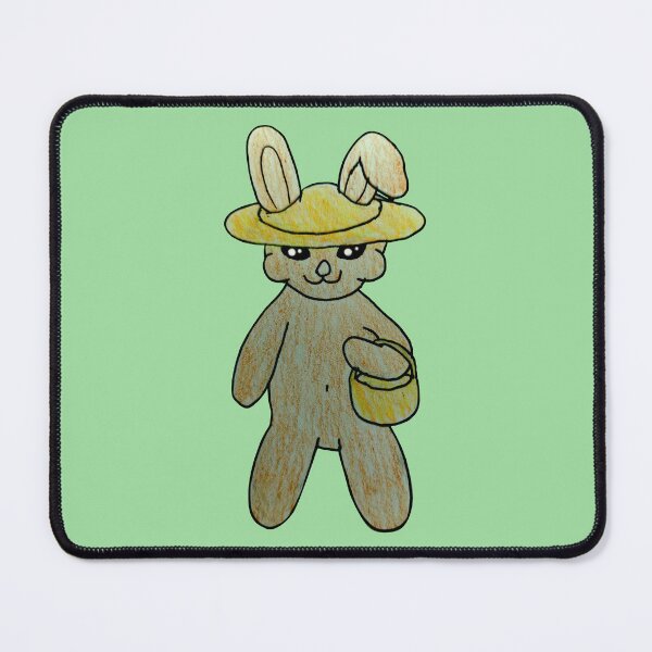 Item preview, Bunny Rabbit Holding Basket Hat Coloured Pencil Drawing designed and sold by cashewdays.