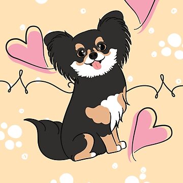 LOVE Long Haired Black Tricolor Chihuahua Art Board Print for Sale by Lulupainting Redbubble