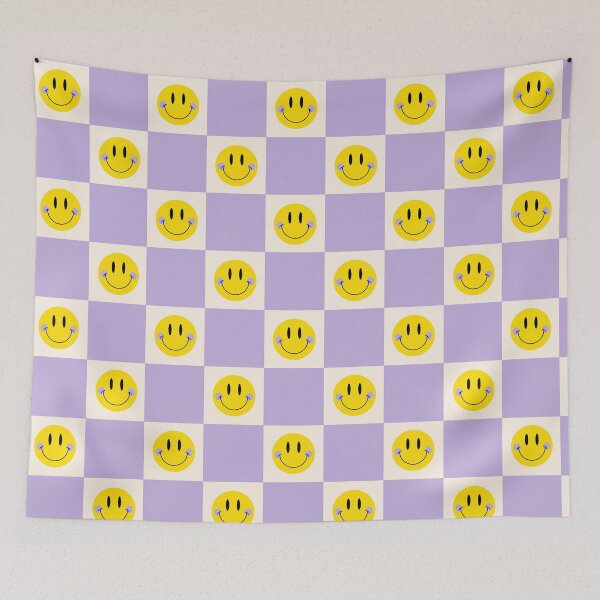 Item preview, Smiley Pastel Checkered Pattern in Purple designed and sold by groovyfolk.