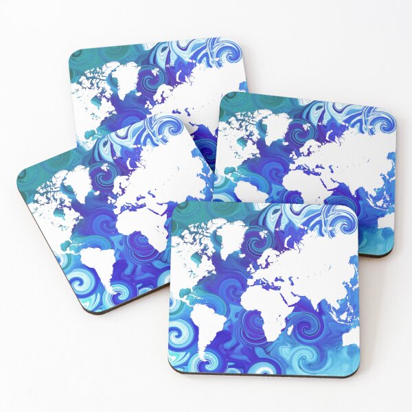 Item preview, Blue World Map Design 267 designed and sold by artbylucie.