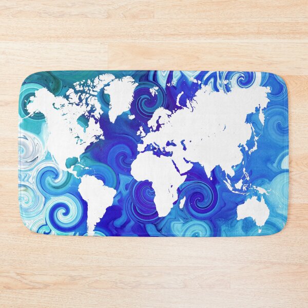 Item preview, Blue World Map Design 267 designed and sold by artbylucie.