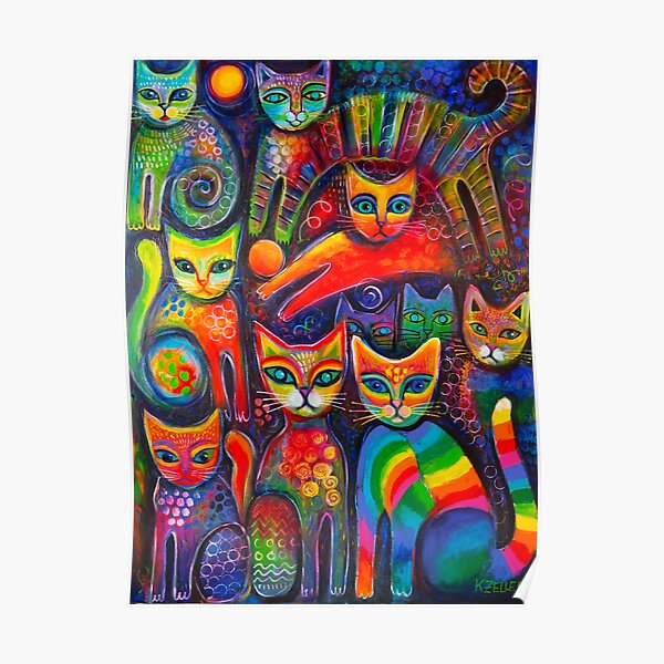 Rainbow cats acrylics Poster