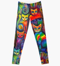 Rainbow cats acrylics Leggings