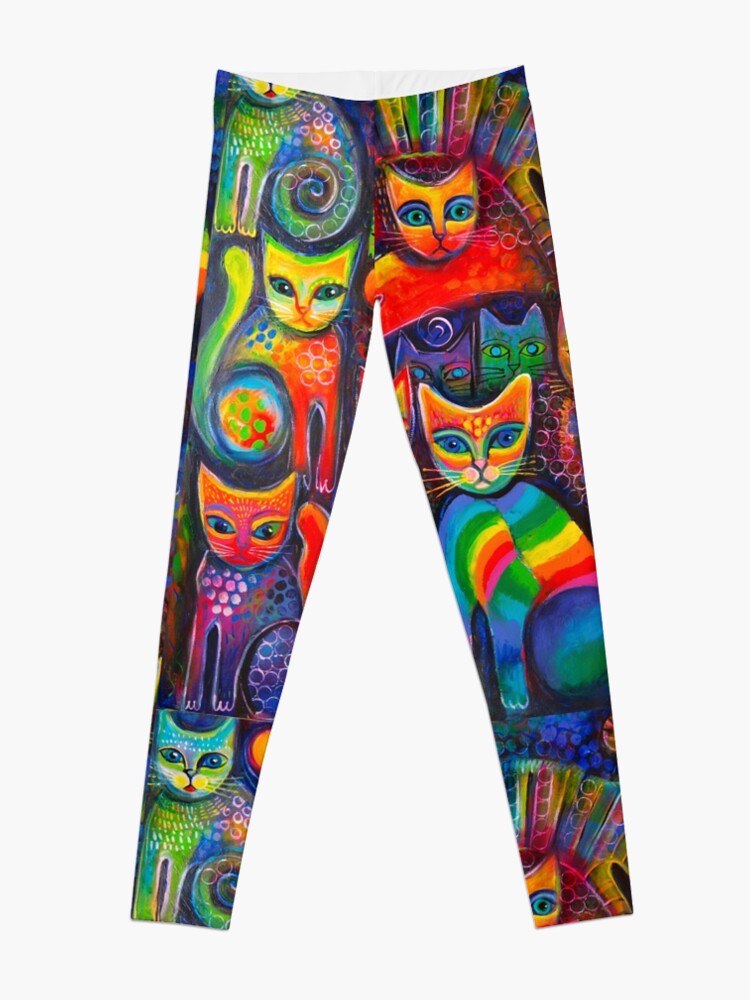 Alternate view of Rainbow cats acrylics Leggings