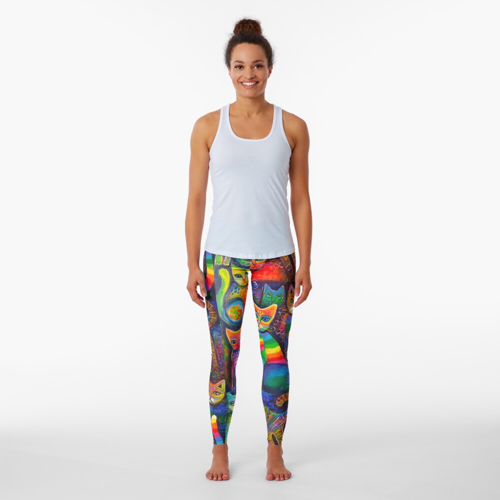 Rainbow cats acrylics Leggings