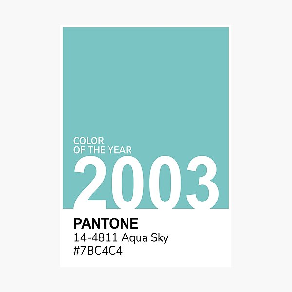 Approval Studio on X: 2003: Aqua Sky Pantone did a 180 by choosing an Aqua  Sky for 2003. A cool shade of blue-green color represents serenity and  clearness. Actually, Pantone experts were