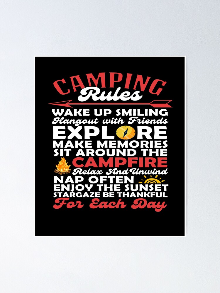"Camping Camper 11 Must Follow Camping Rules" Poster for Sale by