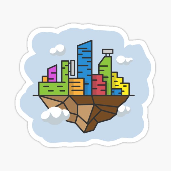 "Colorful Flying City" Sticker for Sale by Teenker Redbubble