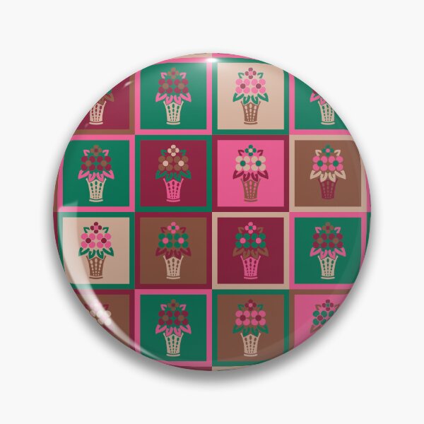 Item preview, 70s Flower Basket Checkerboard designed and sold by Carrie Cantwell Art.