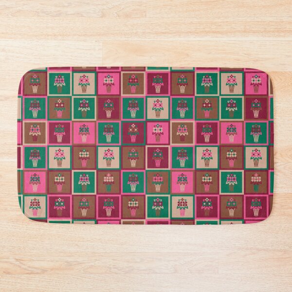 Item preview, 70s Flower Basket Checkerboard designed and sold by Carrie Cantwell Art.