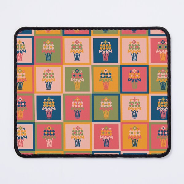 Item preview, 70s Flower Basket Checkerboard designed and sold by Carrie Cantwell Art.